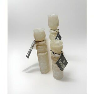 Cream White Marble Candlesticks Set of 3 Designer Broyhill NEW Modern HomeDecor